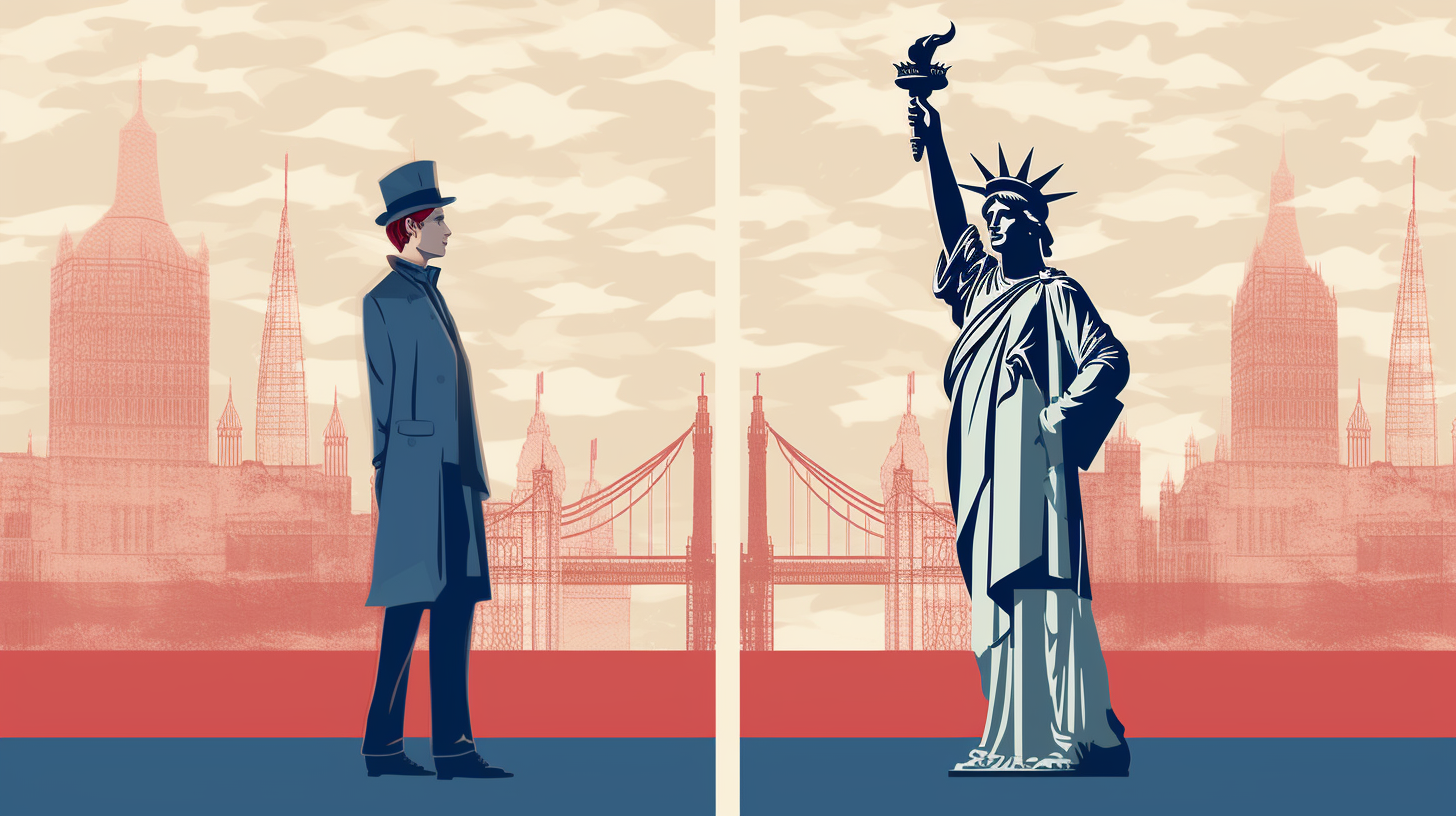 angielski brytyjski vs angielski amerykański ilustracja